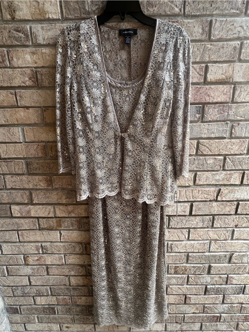 R&M Richards - Lace Overlay Evening Dress with Jacket